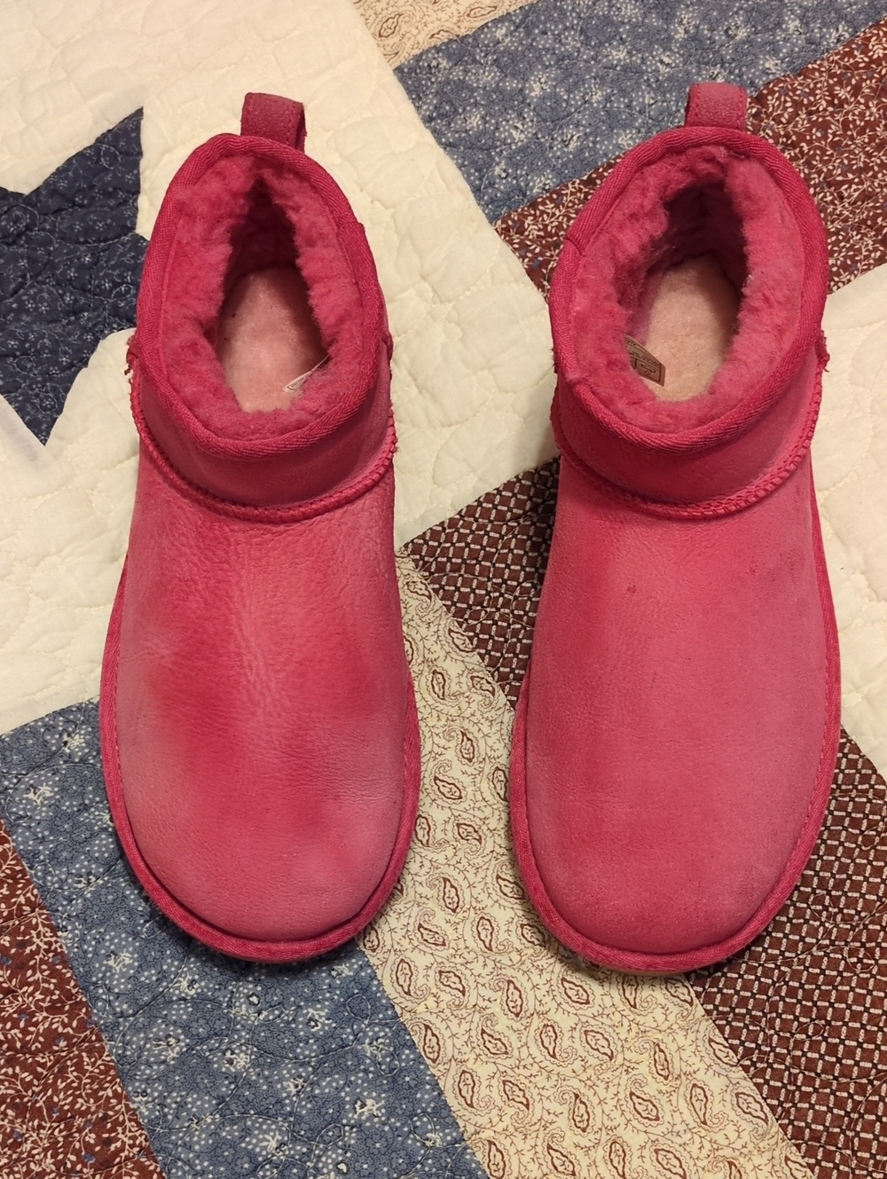 UGG Pink Shearling-Lined Ankle Booties